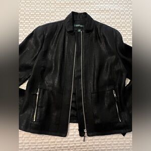 Lauren Ralph Lauren polished linen zip statement jacket. Size 14. Like new.